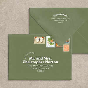 Envelope Address Template | Printable and Editable Envelope Address | Retro Wedding Envelopes | Canva Ready Design