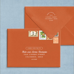 Envelope Address Template | Printable and Editable Envelope Address | Retro Wedding Envelopes | Canva Ready Design