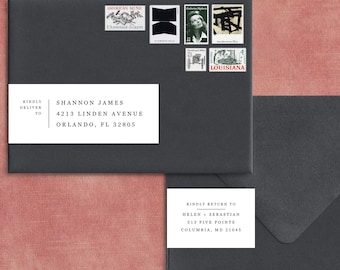 Minimal Wrap Around Address Labels Template | Printable and Editable Envelope Address | Bow Wedding Envelopes | Avery Template