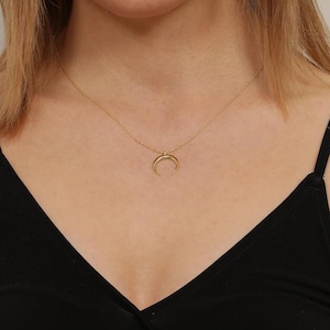 Upside Down Moon, Crescent Moon Necklace, Tusk Moon Necklace, Half Moon Necklace, Moon Necklace, Double Horn Necklace, Christmas Gift