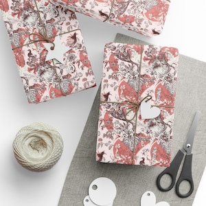 Toile Wrapping Paper, Toile Gift Wrapping, Gift Wrapping Roll, Elegant Wrapping Paper, French Toile Wrapping Paper, Floral Christmas