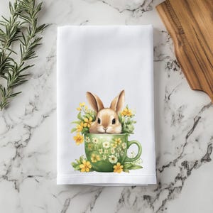 Serviette de Pâques lapin mignon, torchon de cuisine de Pâques, déco cuisine de Pâques, torchon de printemps, essuie-tout printemps