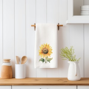 Sunflower Tea Dish Towel, Sunflower Towel Kitchen Décor, Housewarming Farm Decorations, Microfiber Tea Towel