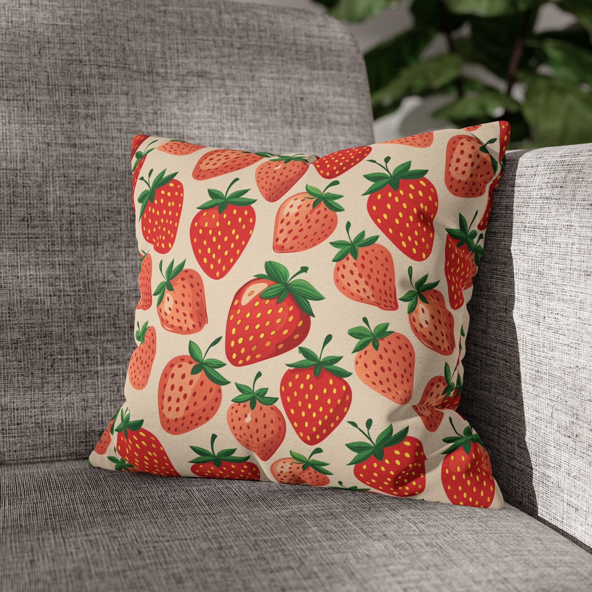Strawberry Pillow Cover Strawberry Throw Pillow Case Spun Polyester ...