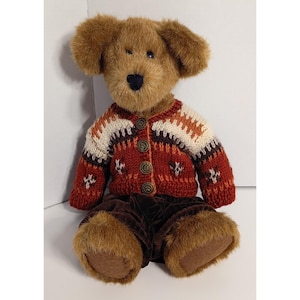 Vtg Boyds Bear Devin Fallsbeary Sweater Overalls Plush 912621, 14" Fall