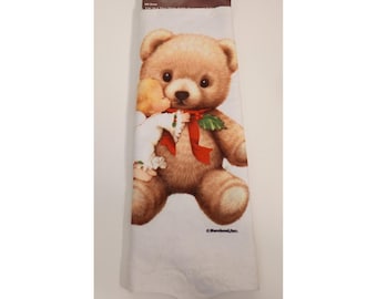 Vtg Ruth Morehead White Felt Christmas Tree Skirt Angel Baby Teddy Bear 90s NEW