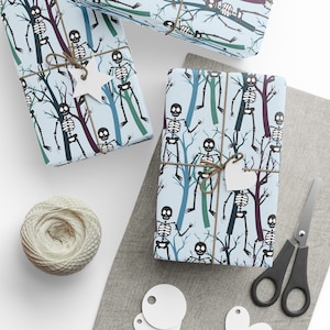 Skeleton Wrapping Paper, Halloween Gift Wrap, Unique Gift Wrap, Birthday Gift Wrapping, Spooky Wrapping Paper, Halloween Wrapping Paper