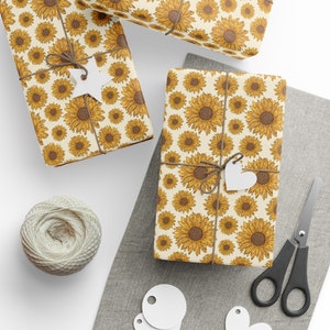 Sunflower Wrapping Papers, Sunflower Gift Wrap, Floral Wrapping Paper, Fall Wrapping Paper, Flower Gift Wrap
