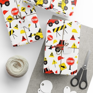 Construction Wrapping Paper, Construction Birthday Paper, Birthday Wrapping Paper, Transportation Birthday, Gift Wrap, Kids Wrapping Paper