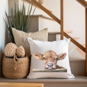 Cute Cow Pillow, Farm Pillow, Cow Decor, Farmhouse Decor, Homestead Decor, Country Pillow, Country Decor, Spun Polyester Square Pillow