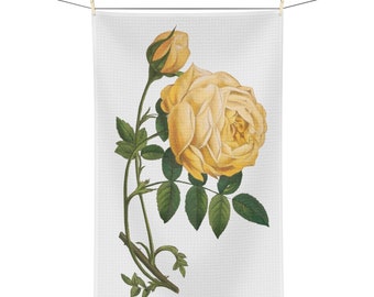 Microfiber Tea Towel, Flower Tea Towel, Yellow Rose, Kitchen Towel, Shabby Chic Kitchen