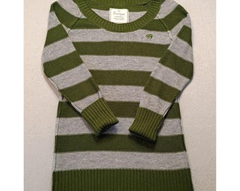 Energie Brand Vtg Y2K Striped Green Gray Shirt Womans Sz Med Bella Swan Preppy