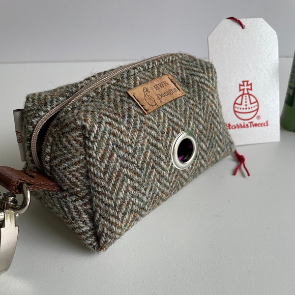 Harris Tweed Poo Bag holder, Poo Bag dispenser, Dog walk poo bag carrier