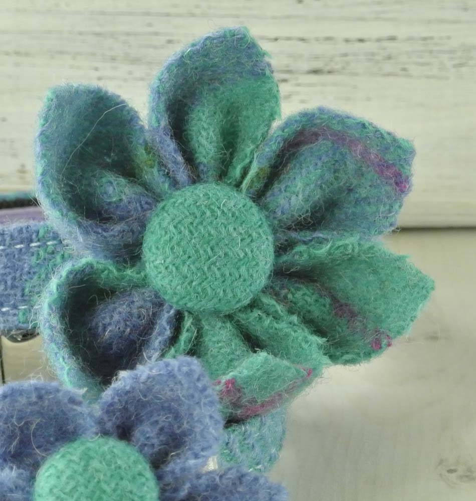 Dog Collar Flower Corsage Harris Tweed Flower Blue and - Etsy UK