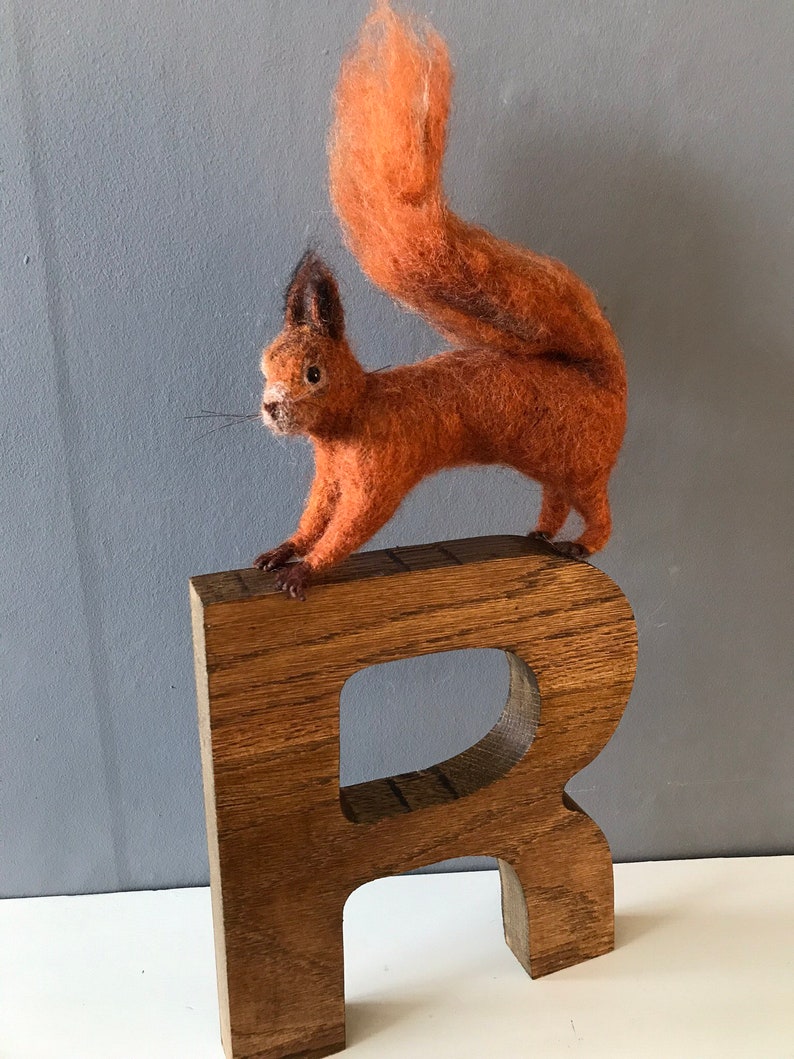 R is for Red Squirrel. Needlefelted red squirrel image 1