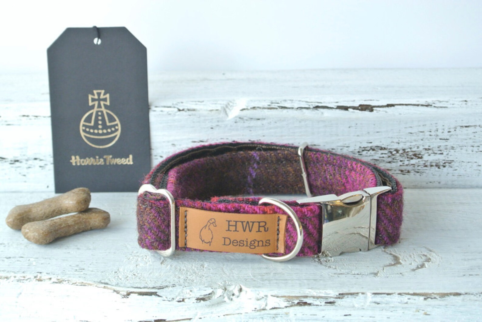 Harris Tweed Dog Collars Tweed Dog Collar Cerise Dog Collar. Etsy UK