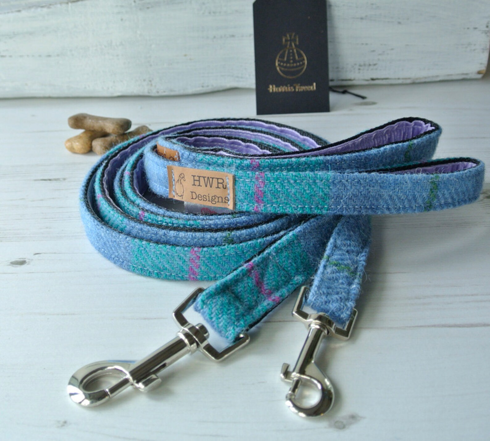 Harris Tweed Dog Collars Tweed Dog Collar Blue and Turquoise Etsy UK