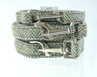 Harris Tweed Dog Leash: Oatmeal Herringbone Tweed Lead
