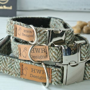Collar para perro Harris Tweed: lana de espiga marrón, estilo de diseñador