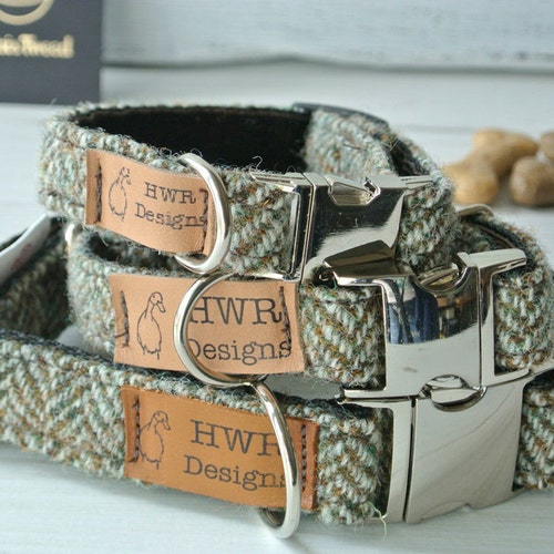 Harris Tweed Dog Collars Tweed Dog Collar Brown Herringbone Etsy