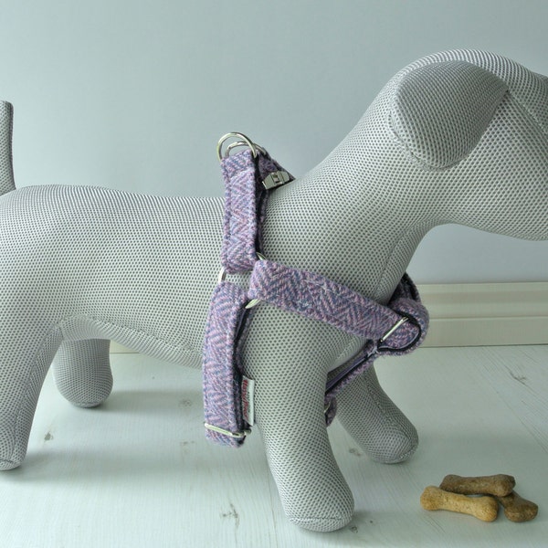 Harris Tweed Dog Harness, step in Harness, available in all colours and fabrics, tweed dog harness