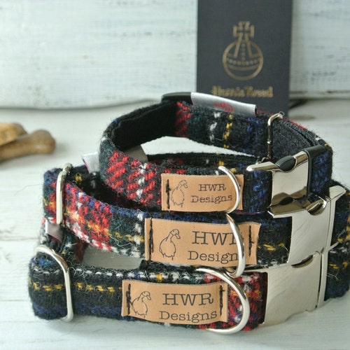 Harris Tweed Dog Collar Macleod Tartan Etsy