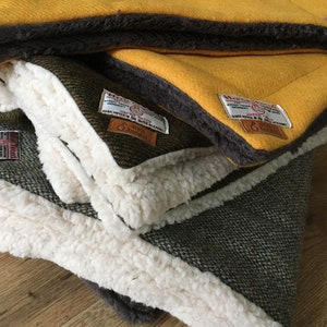 Harris Tweed Pet blanket, Luxury fleece and wool dog blanket, Cat Blanket, Pet bed