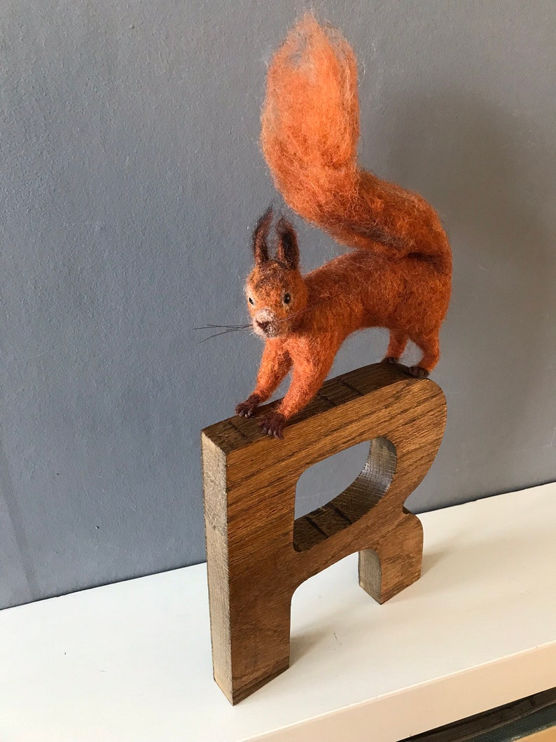 R is for Red Squirrel. Needlefelted red squirrel image 4
