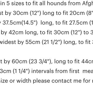 May include: Chart showing 5 sizes of dog collars with measurements in inches and centimeters. The collars are available in XXS, XS, Small, Medium, and Large sizes. The chart also includes the neck size range for each size.