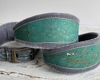 Blue and Silver  Cork Sighthound Collar