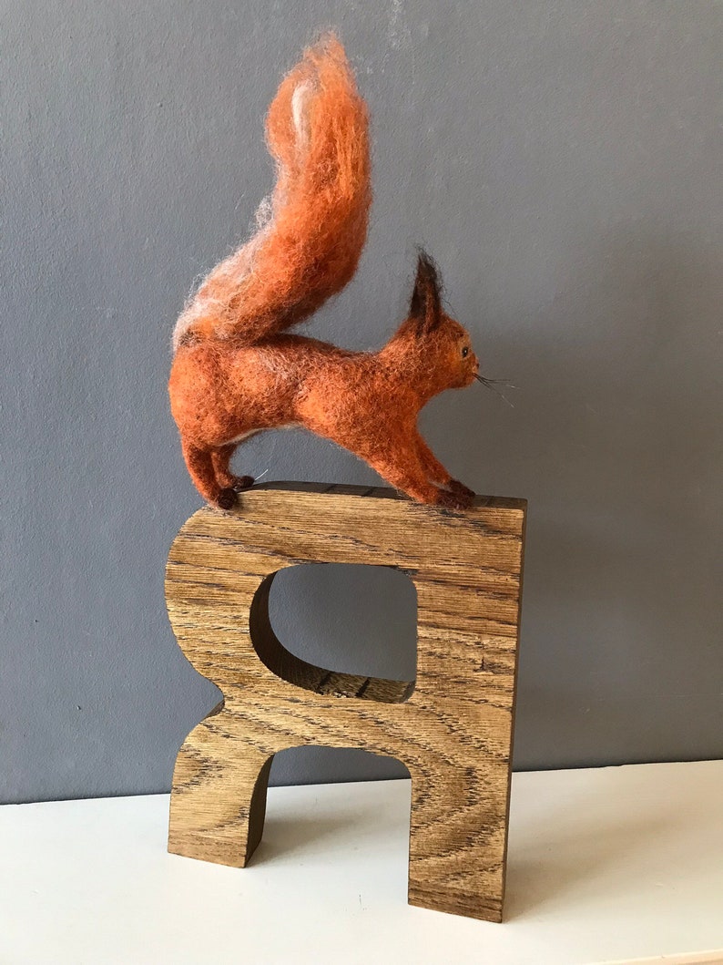 R is for Red Squirrel. Needlefelted red squirrel image 5