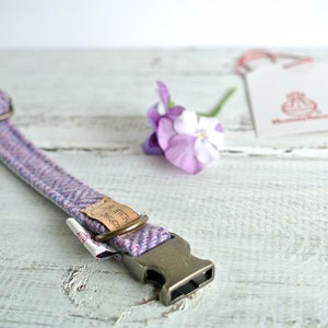 Harris Tweed Hundehalsbänder, Lavendel Tweed Hundehalsband, Lila Herringbone Tweed Hundehalsband. Designer Hundehalsband Bild 5