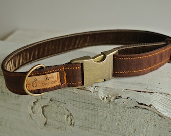 Brown wax Cotton brown designer dog collar,