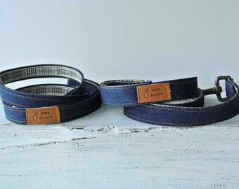 Denim Dog Leash: Blue Jeans Style, Velvet Lined
