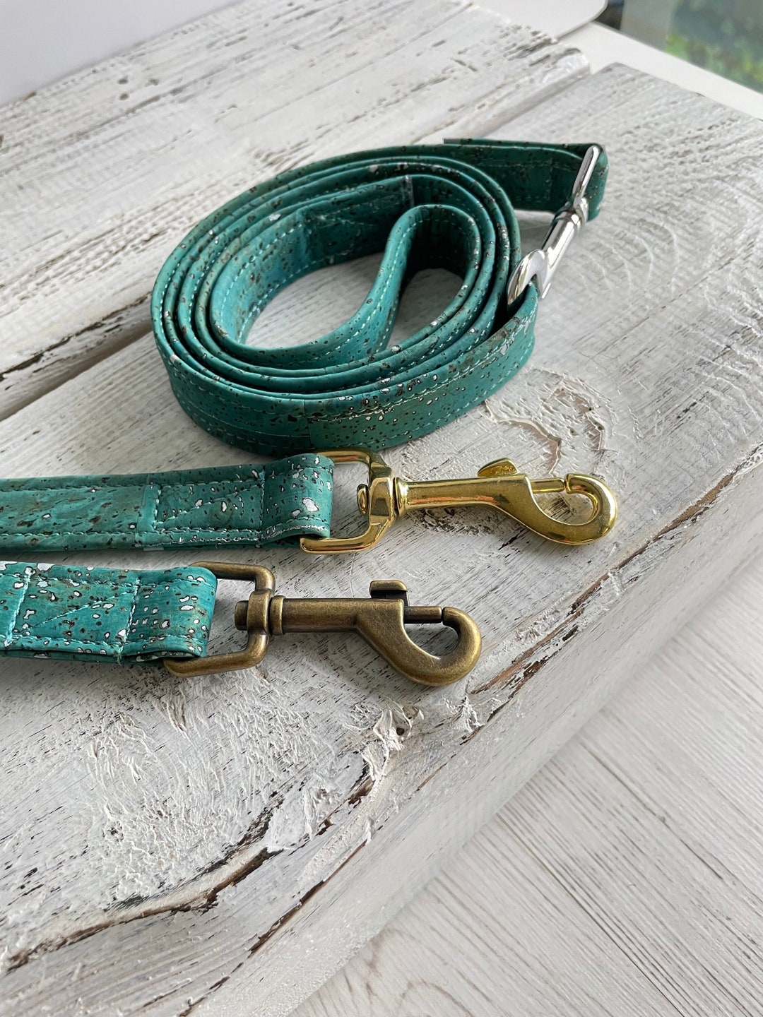 Blue and Silver Cork Leather Dog Lead Cork Dog Leash Etsy