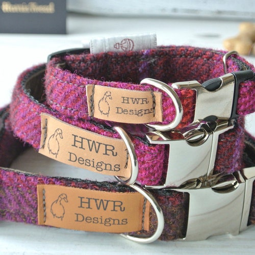 Harris Tweed Dog Collars Tweed Dog Collar Cerise Dog Collar. Etsy