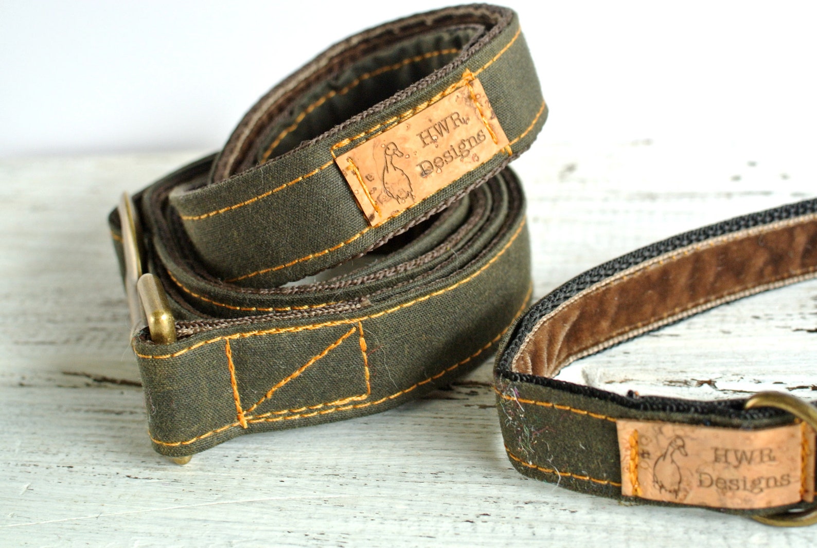 Olive Green Wax Cotton Dog Collar Waxed Cotton Dog Collar Etsy UK