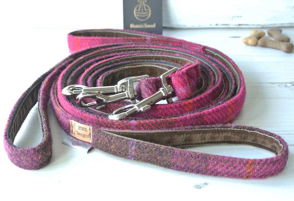 Harris Tweed Dog Collars Tweed Dog Collar Cerise Dog Collar. Etsy UK