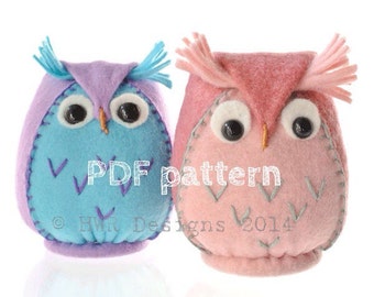 Felt Owl pattern,PDF Downloadable Pattern for Felt owl Plushie,Sewing pattern