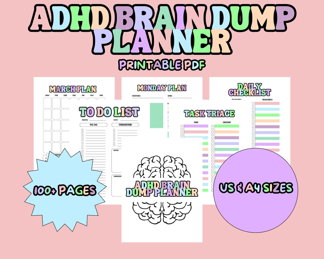 ADHD Brain Dump Planner: Neurodivergent Daily & Weekly Organizer ...