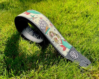 The Mermaid Western Tattoo (American Traditional Tattoo Collection) - Vtar Handmade Vegan Acoustic/Electric/Bass Guitar Straps