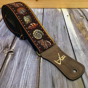 Brown Seashell  - Vtar Handmade Vegan Acoustic/Electric/Bass Guitar Straps
