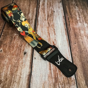 Dancing Skeleton Skull Guitar Strap (Skull Strap Collection) - Vtar Handmade Vegan Acoustic / Electric / Bass Guitar Straps