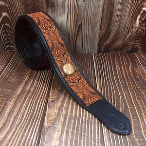 The Norwegian Wood Strap - Brown Vegan  - Vtar Handmade Vegan Acoustic/Electric/Bass Guitar Straps