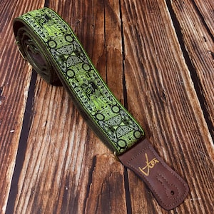 The Book Of Kells Strap in Green - Vtar Handmade Vegan Acoustic/Electric/Bass Guitar Straps
