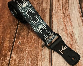 Fang Skull Webbing gitaarband (collectie schedelriem) - Vtar handgemaakte veganistische akoestische/elektrische/basgitaarbanden