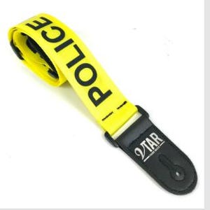 Vtar Vegan UK Police Line Cordon Tape Acoustic Electric Guitar Strap - Yellow