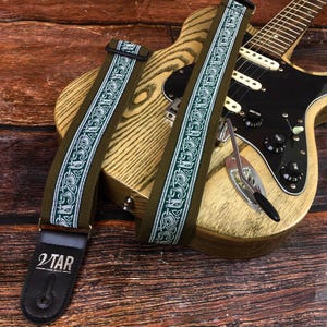 The Celtic Strap in Green - Vtar Handmade Vegan Acoustic/Electric/Bass Guitar Straps