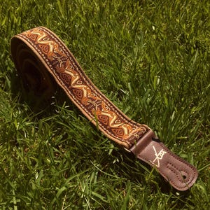 The Celtic Beast Strap in Brown - Brown Vegan  - Vtar Handmade Vegan Acoustic/Electric/Bass Guitar Straps