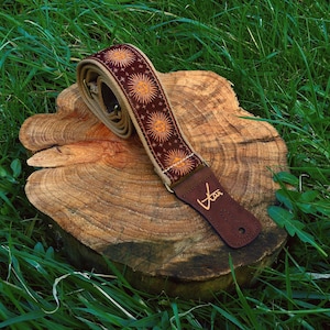 The Brown Sun King Strap - Brown Vegan  - Vtar Handmade Vegan Acoustic/Electric/Bass Guitar Straps